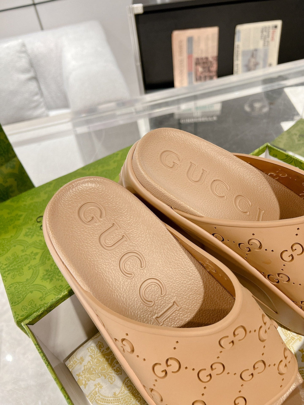 GC 25 50mm Monogram Slide Sandal Brown Cowhide 292395