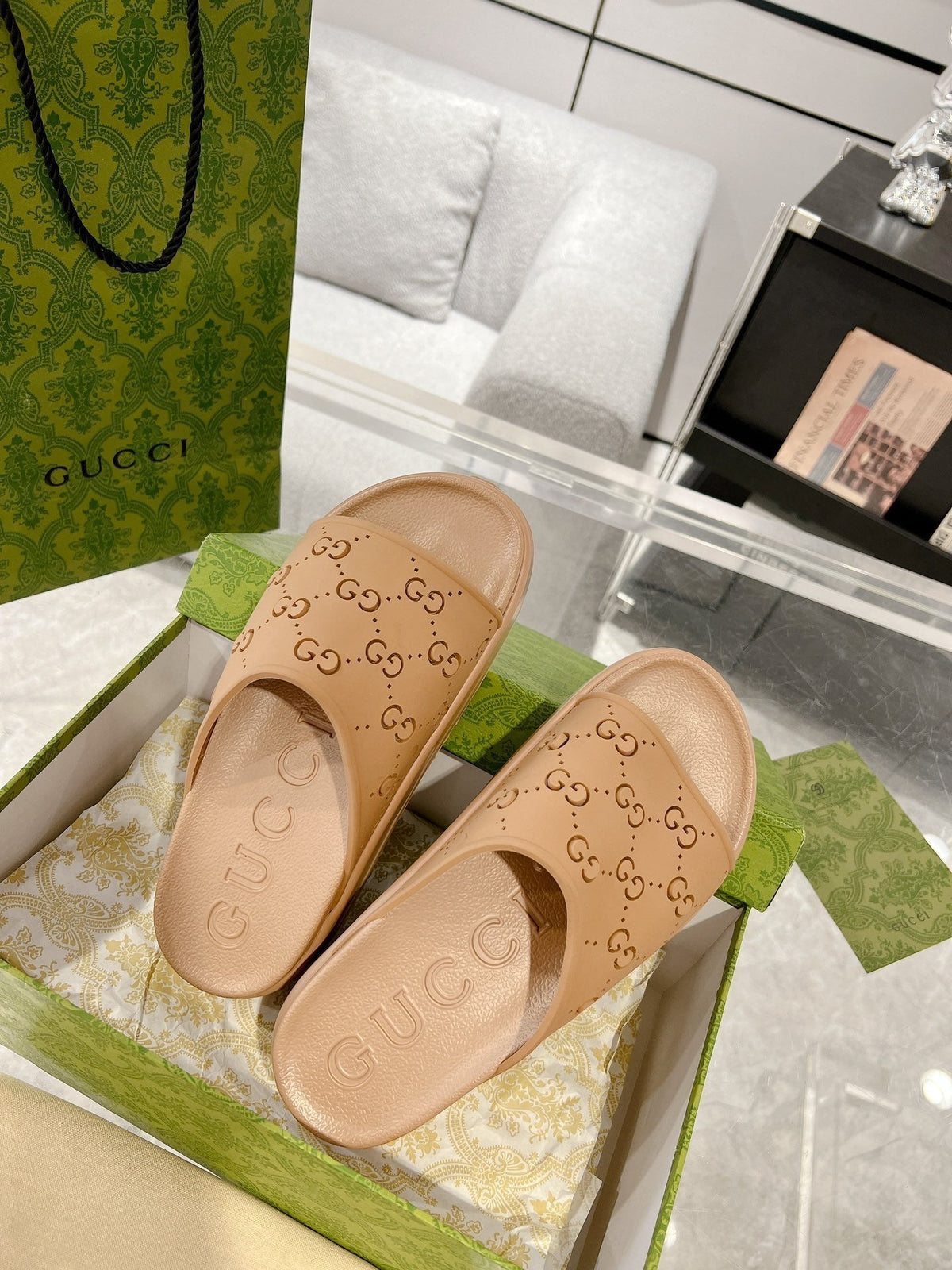 GC 25 50mm Monogram Slide Sandal Brown Cowhide 292395
