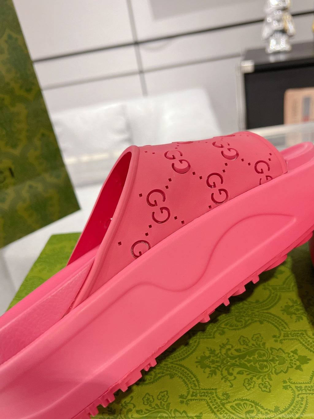 GC 25 50mm Monogram Slide Sandal Pink Cowhide 292396