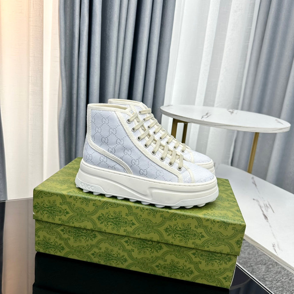 GG HIGH TOP SNEAKER FLATFORM PASTEL BLUE CANVAS