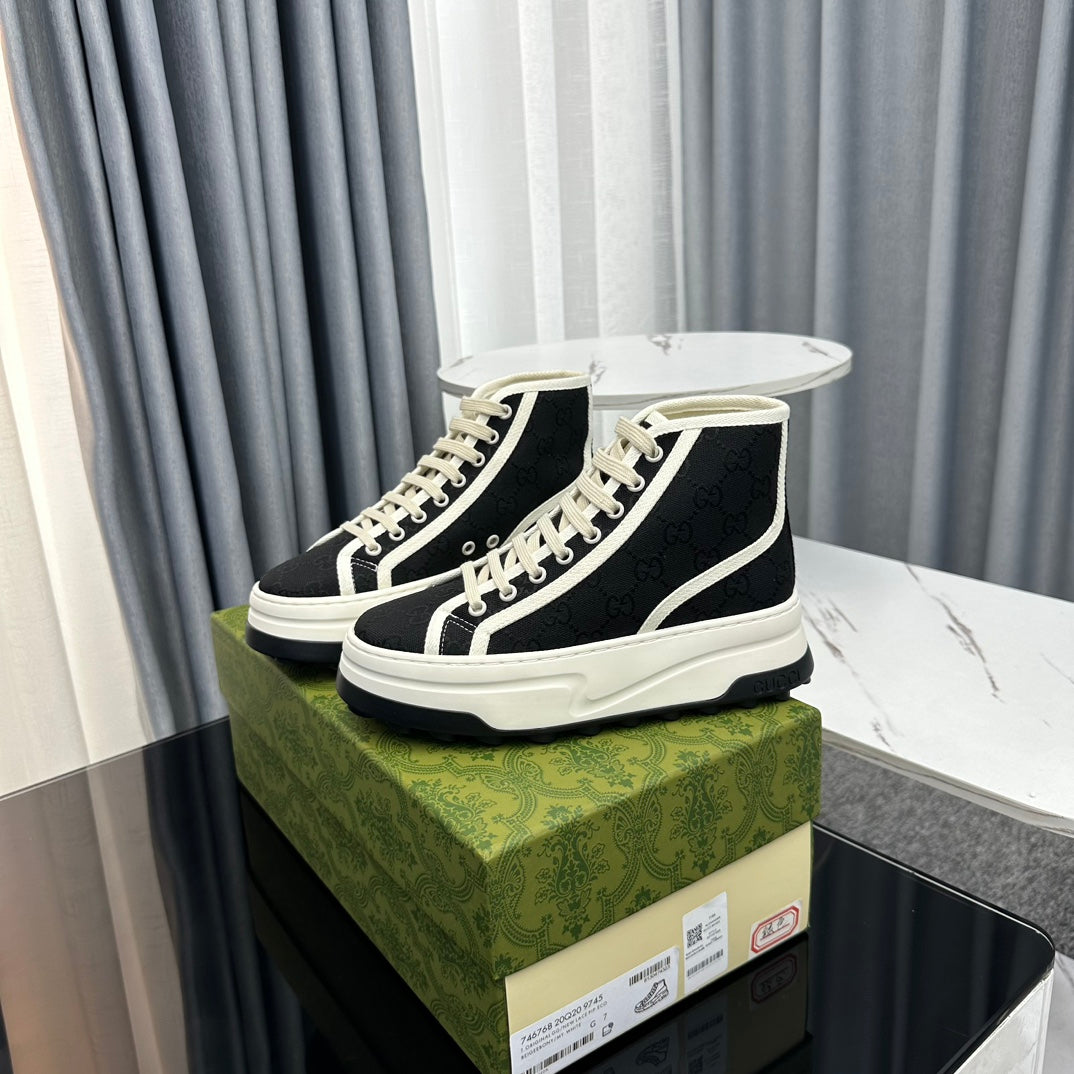 GG HIGH TOP SNEAKER FLATFORM BLACK CANVAS