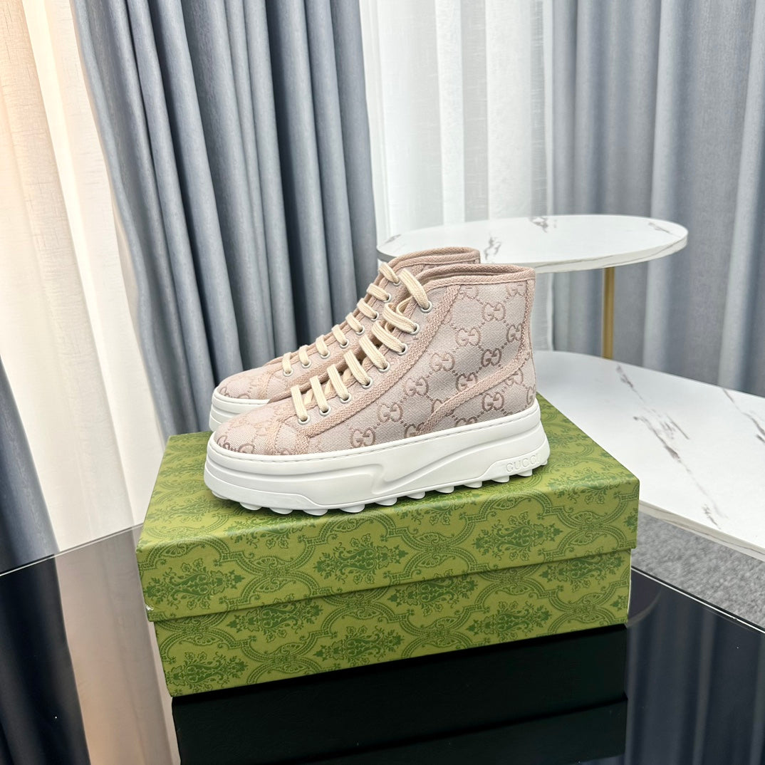 GG HIGH TOP SNEAKER FLATFORM CREAM CANVAS