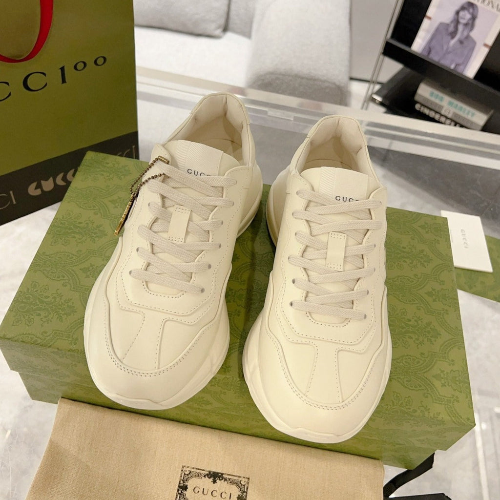 GG Rhyton Trainer Leather White Black