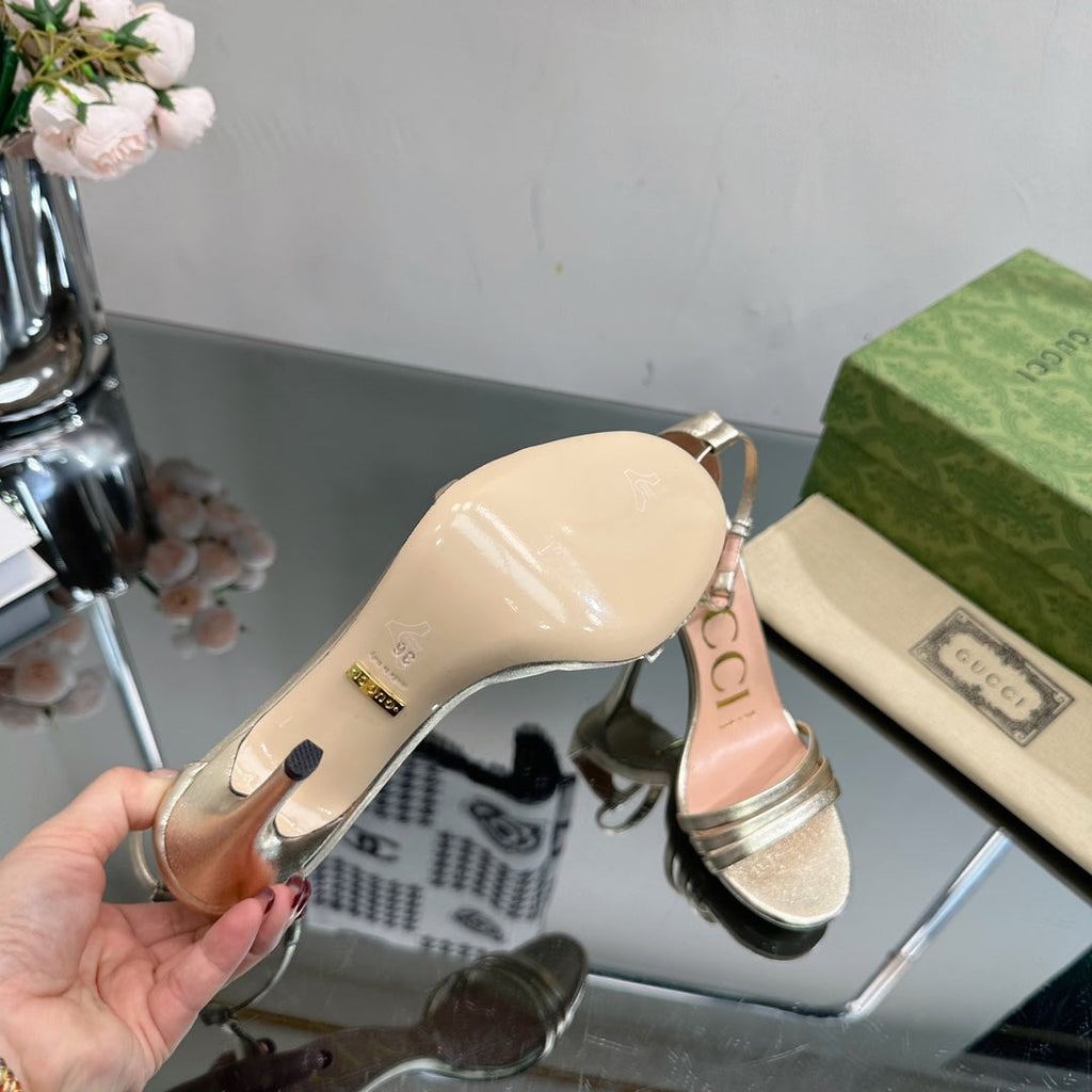GG 105 HIGH HEEL SANDAL METALLIC GOLD LAMBSKIN