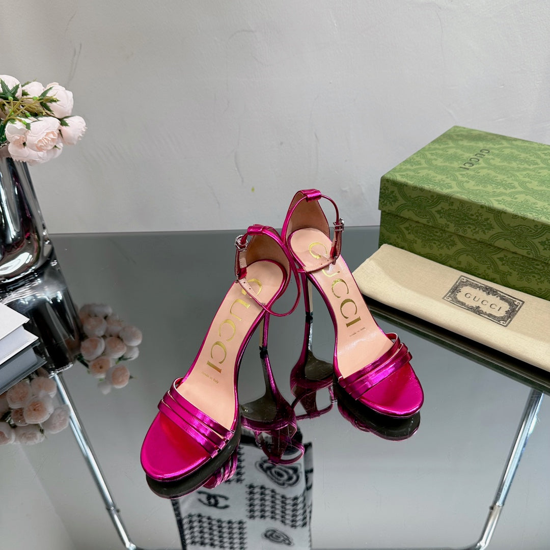 GG 105 HIGH HEEL SANDAL METALLIC PURPLE LAMBSKIN