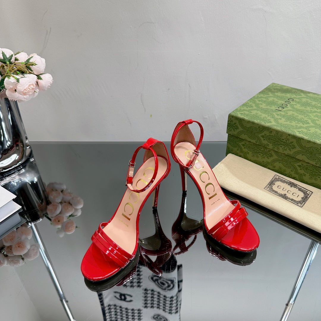 GG 105 HIGH HEEL SANDAL CRIMSON LAMBSKIN