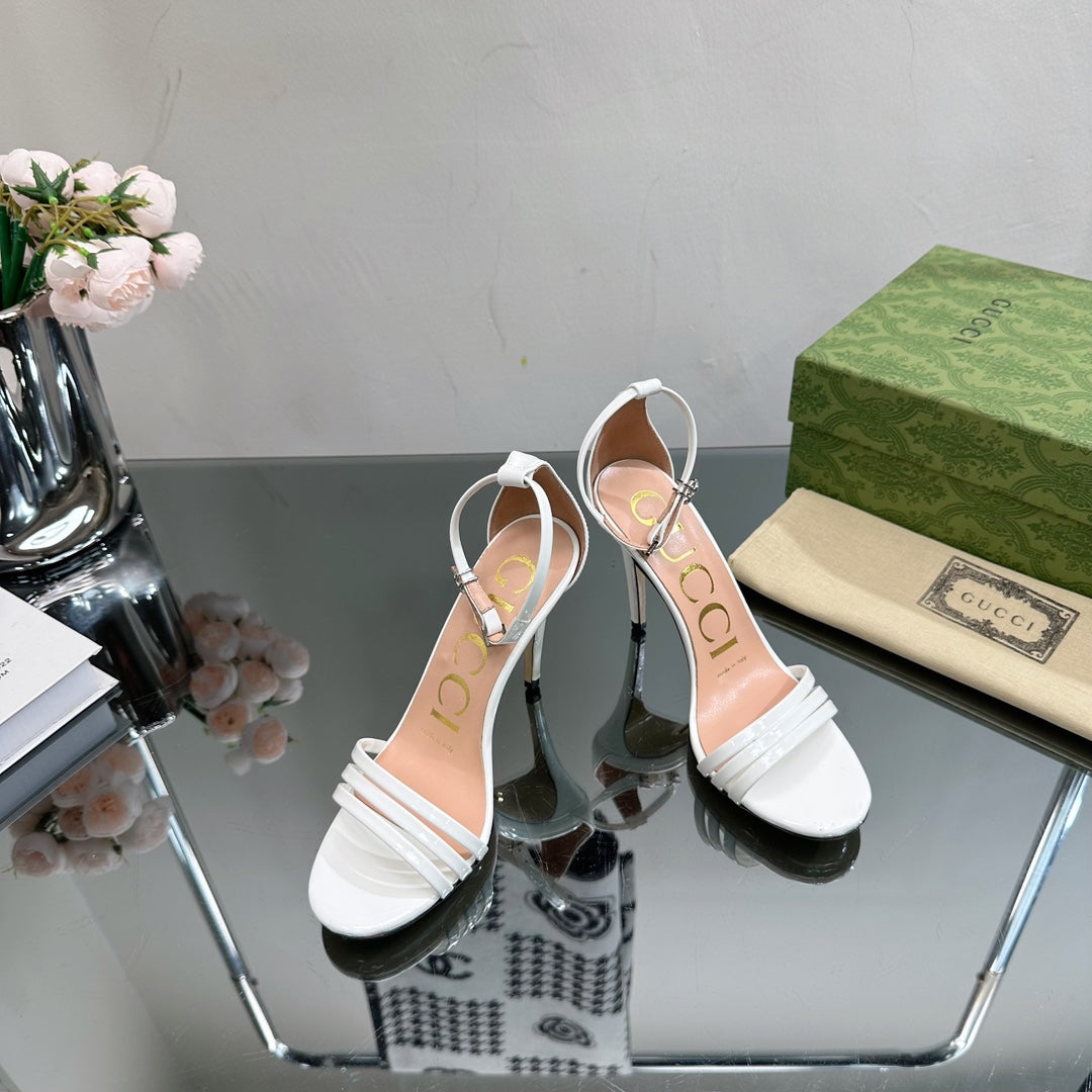GG 105 HIGH HEEL SANDAL WHITE LAMBSKIN