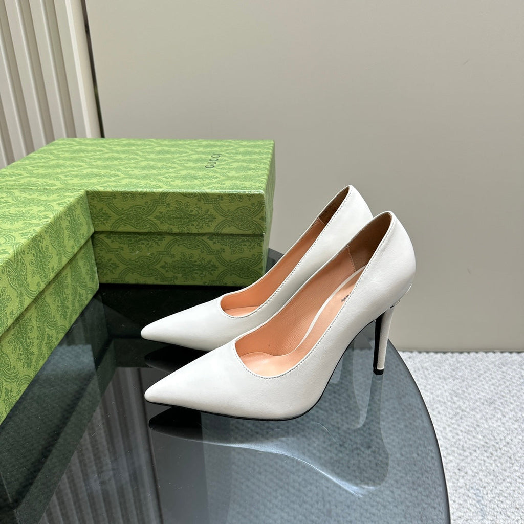 GG 105 BASIC HIGH HEEL WHITE LAMBSKIN