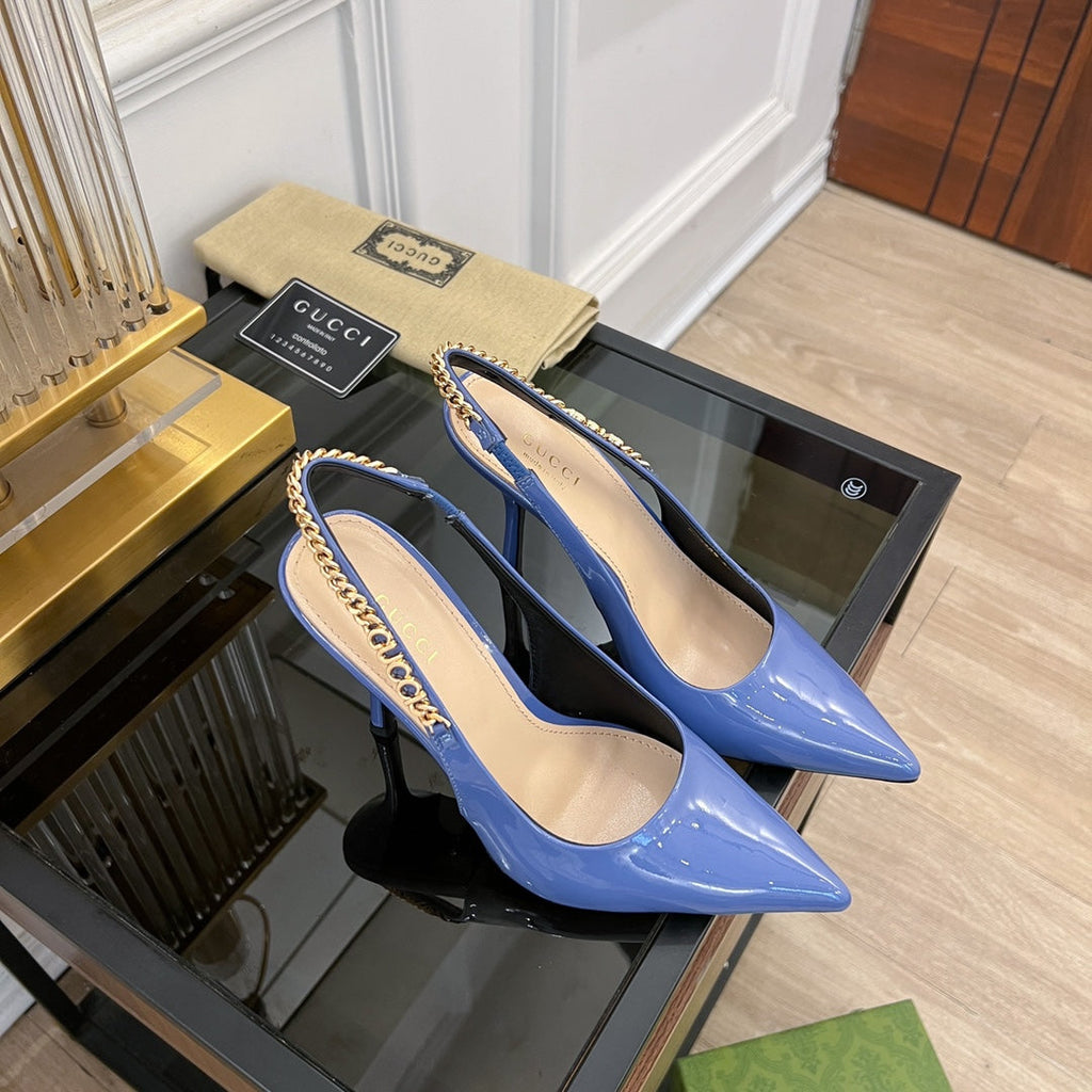 GG SIGNORIA SLINGBACK PUMP CERULEAN LAMBSKIN
