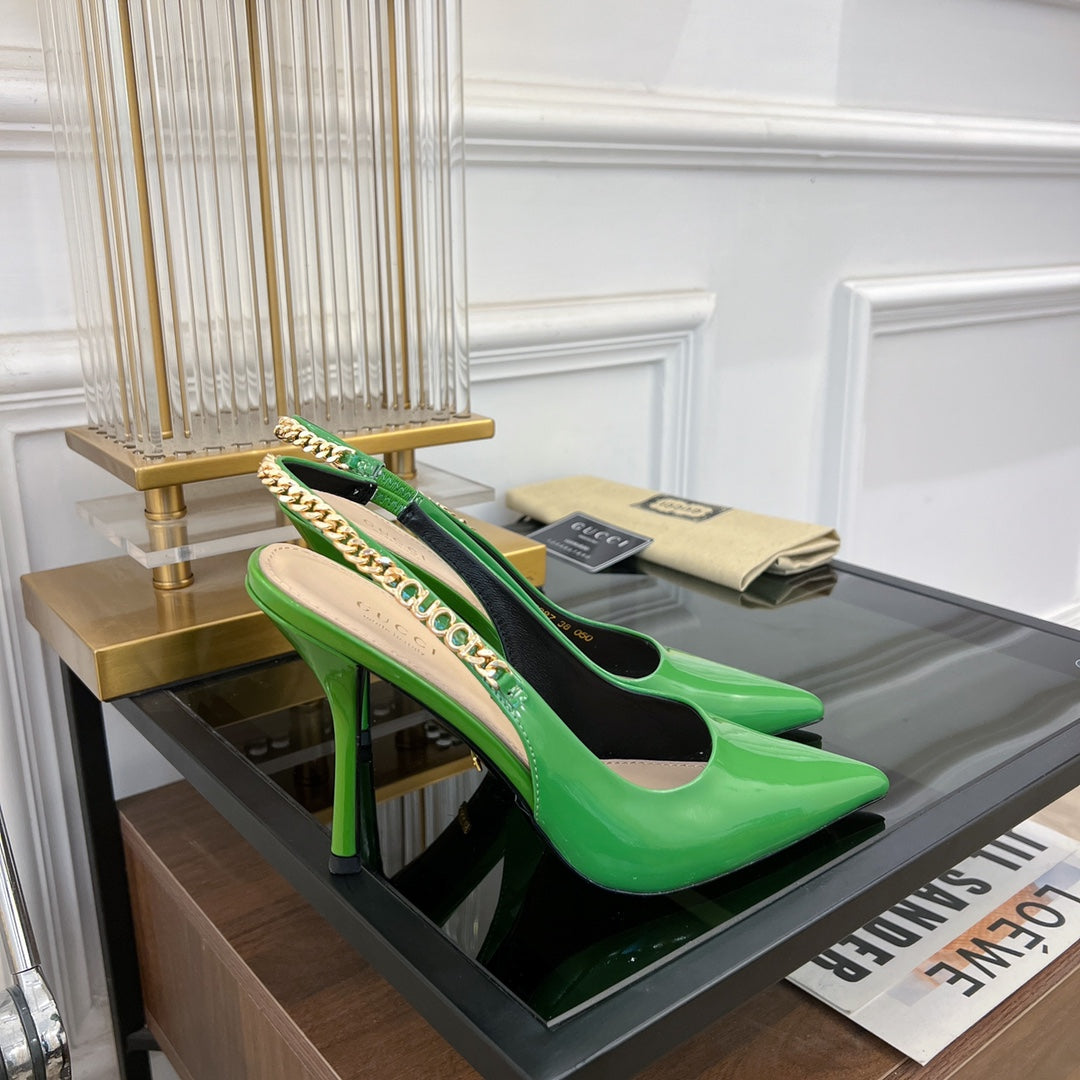 GG SIGNORIA SLINGBACK PUMP EMERALD LAMBSKIN