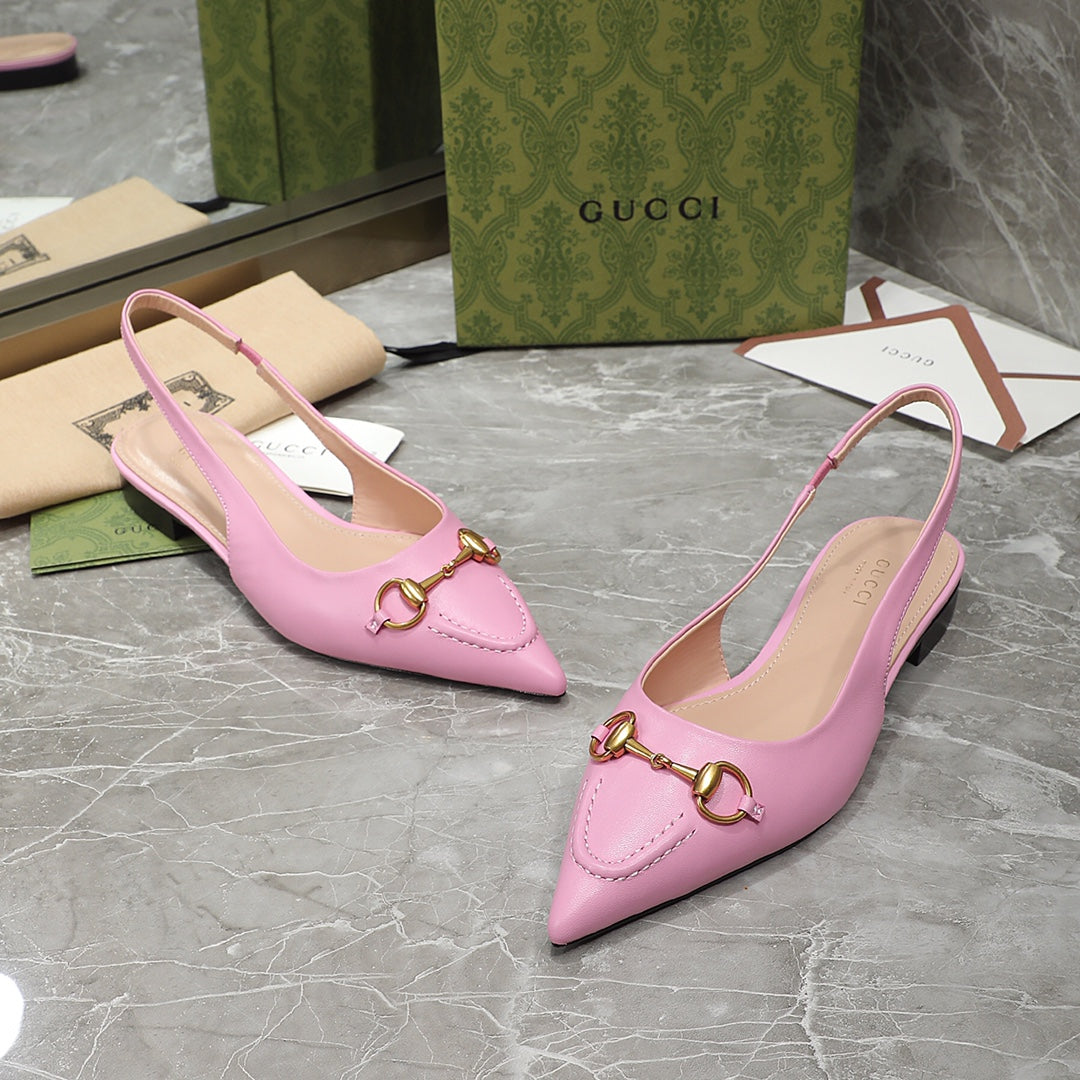 GG Slingback Flat Sandals pink