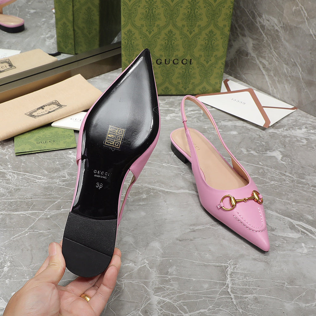GG Slingback Flat Sandals pink