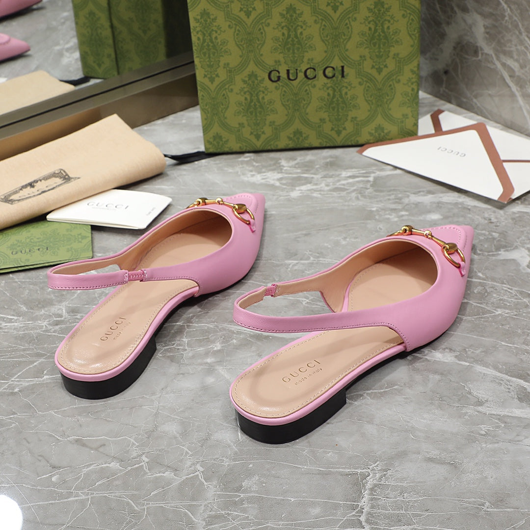 GG Slingback Flat Sandals pink