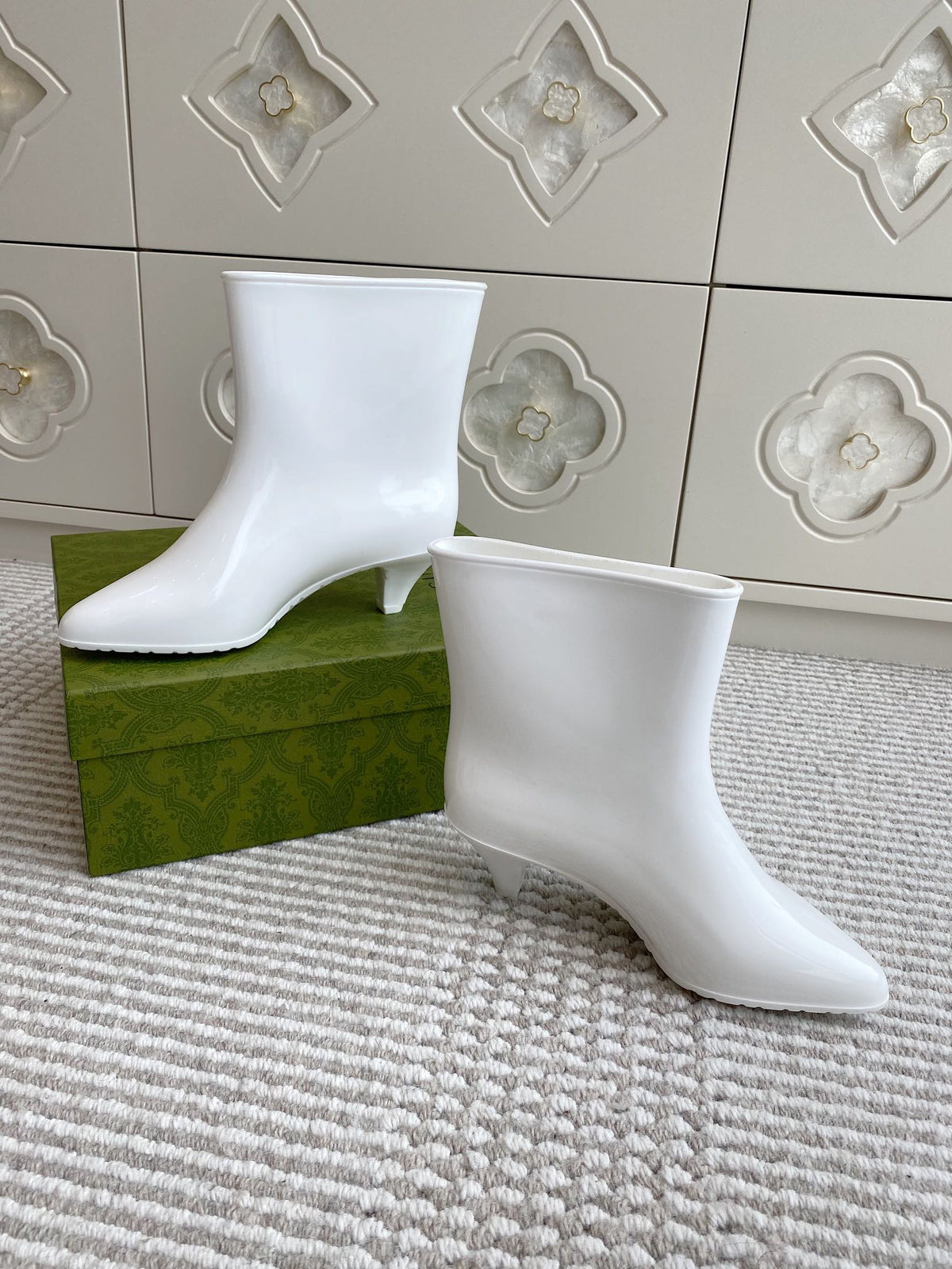 GC Ankle With Interlocking G Boot White Rubber 291026