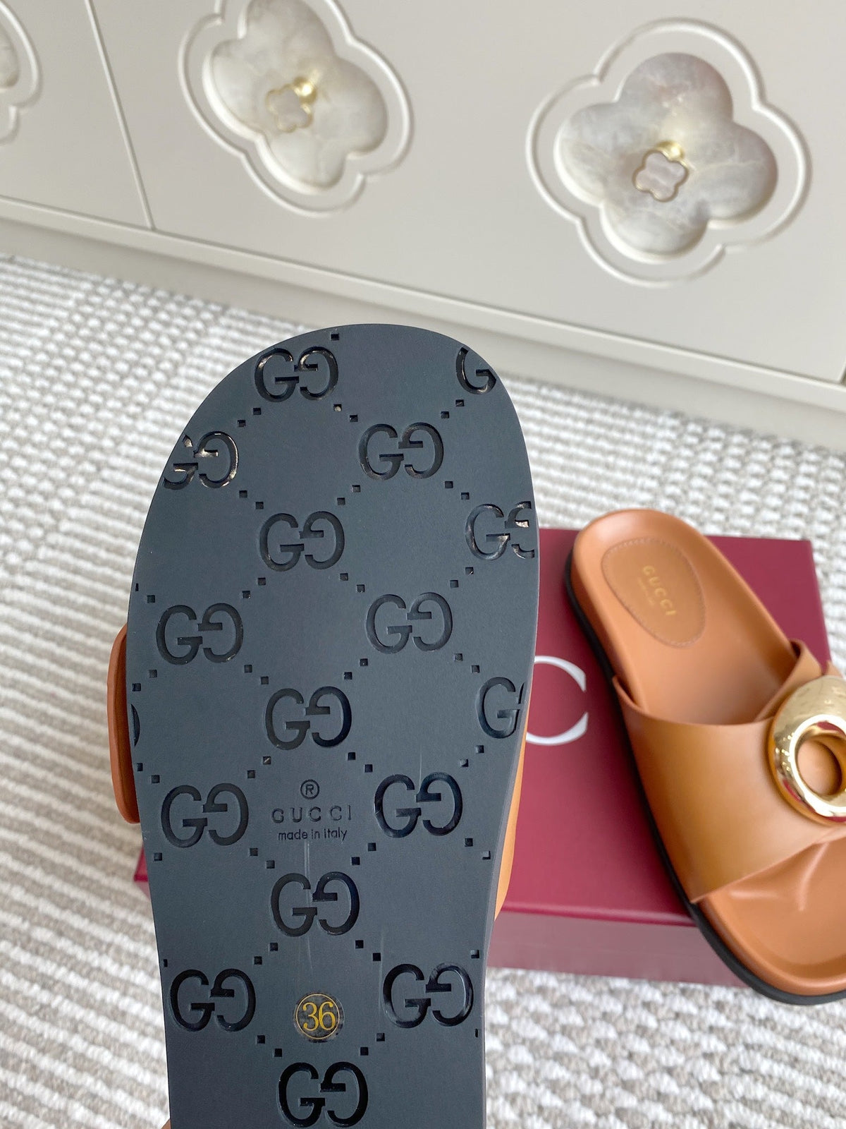 GC Marina Chain Slide Sandal Brown Cowhide 291039