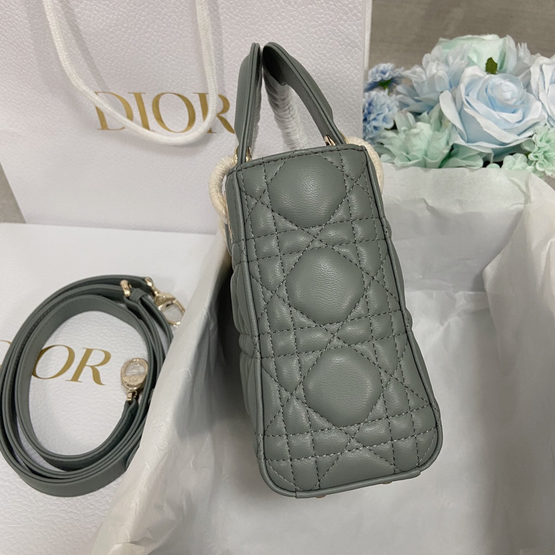 mini lady 17 rock gray lambskin