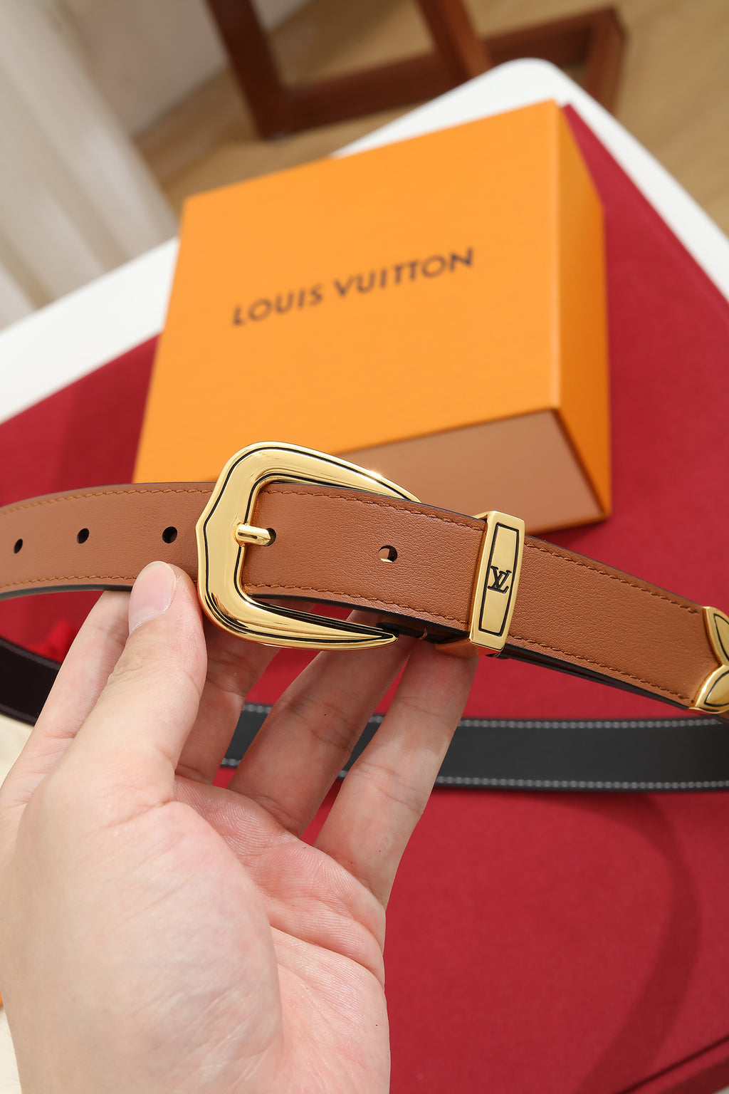 Louis Vuitton LV Dust 25MM Belt Cognac Brown