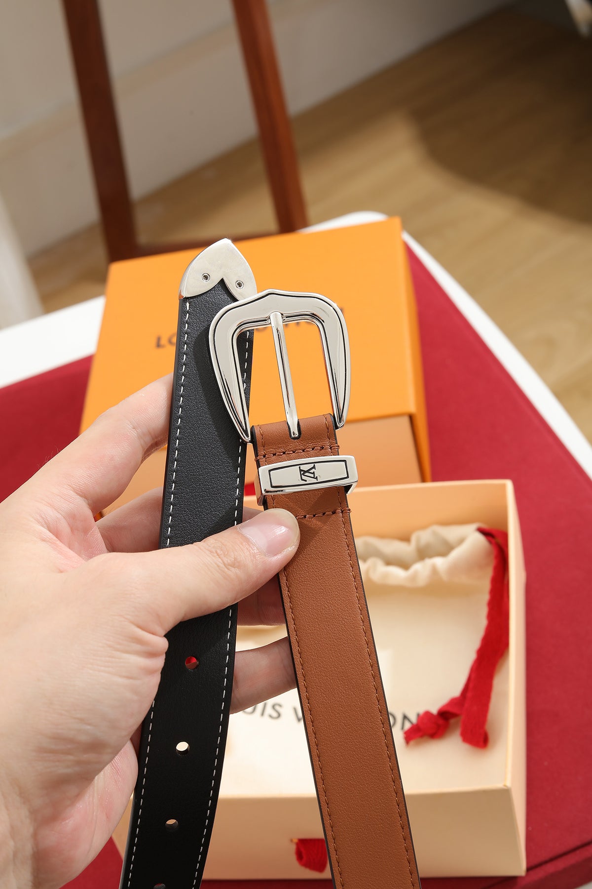 Louis Vuitton LV Dust 25MM Belt Cognac Brown