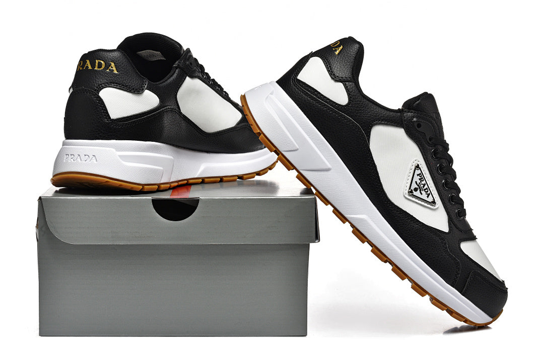 Prada Prax 01 Re-Nylon and Brushed Leather Black White Gum