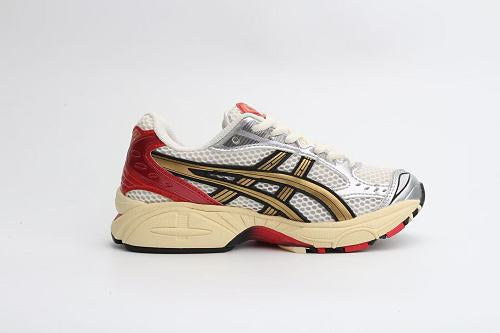 ASICS Unisex GEL-Kayano 14 "White / Malachite Gold / Red" (Cream Red Gold Edition)