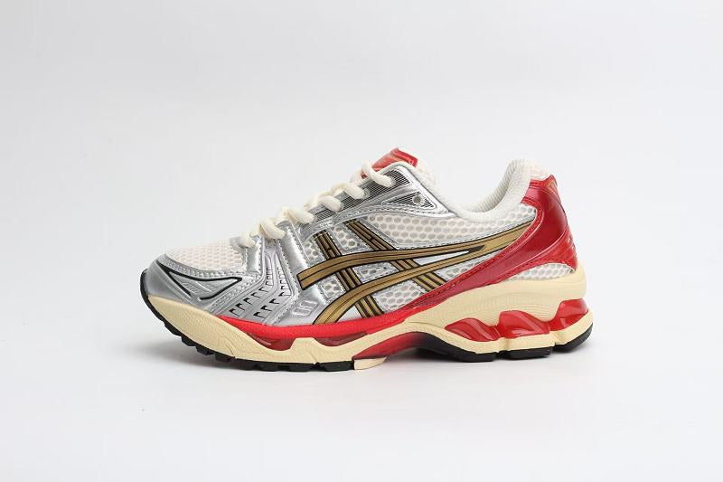 ASICS Unisex GEL-Kayano 14 "White / Malachite Gold / Red" (Cream Red Gold Edition)