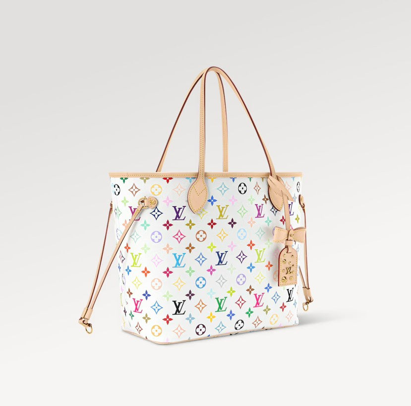 Louis Vuitton x Takashi Murakami Neverfull MM Monogram Multicolor White