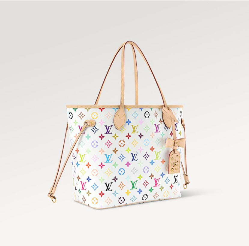 Louis Vuitton x Takashi Murakami Neverfull MM Monogram Multicolor White