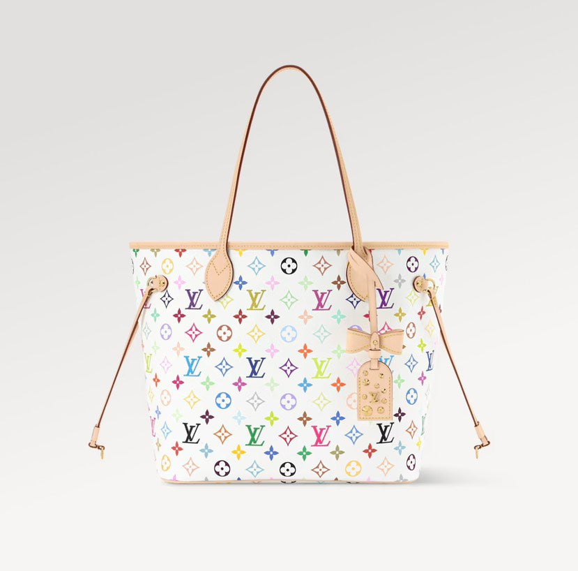 Louis Vuitton x Takashi Murakami Neverfull MM Monogram Multicolor White