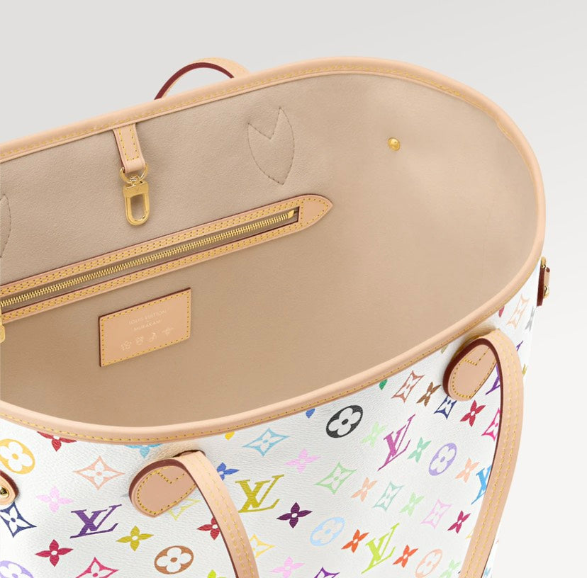 Louis Vuitton x Takashi Murakami Neverfull MM Monogram Multicolor White