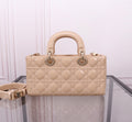 MEDIUM LADY D-JOY 26 BEIGE LAMBSKIN