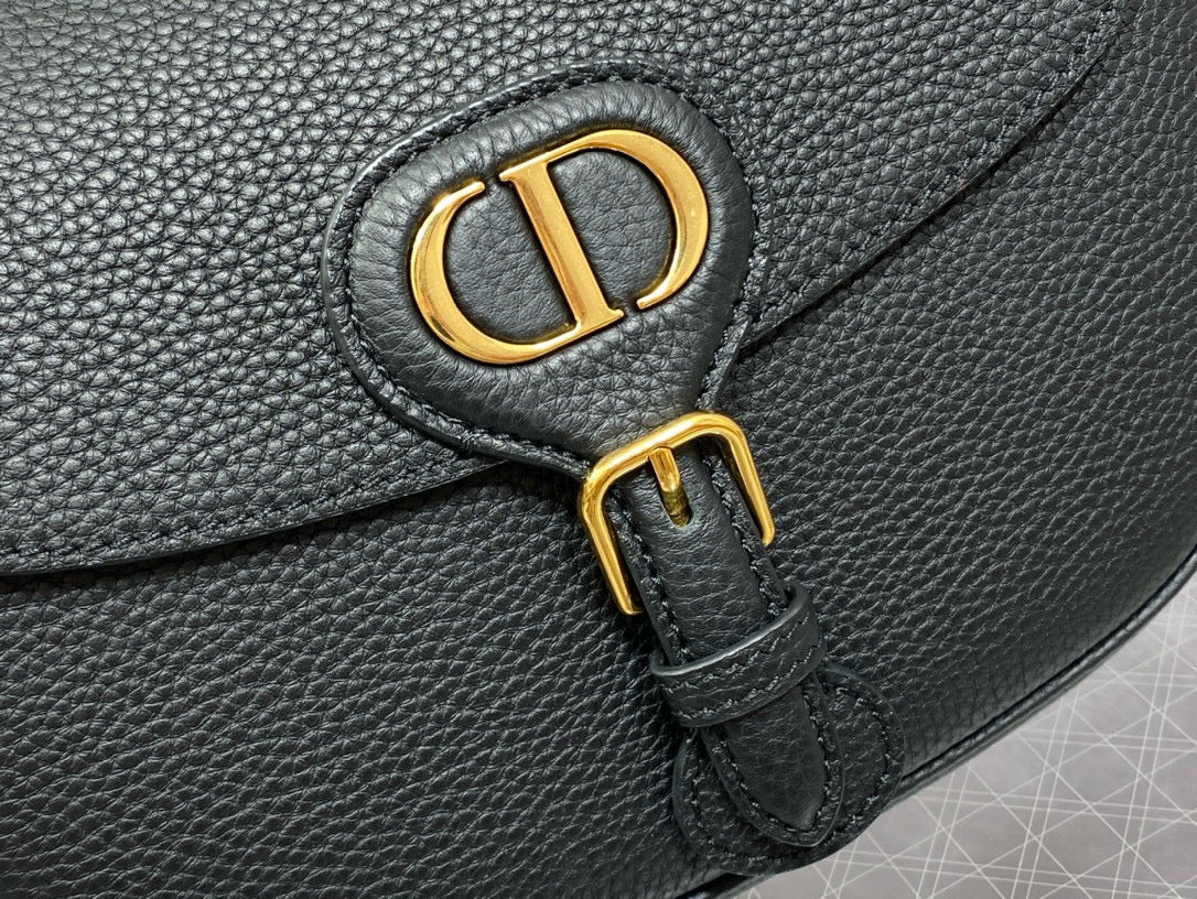 CD Medium Bobby Bag Black Calfskin Ghw