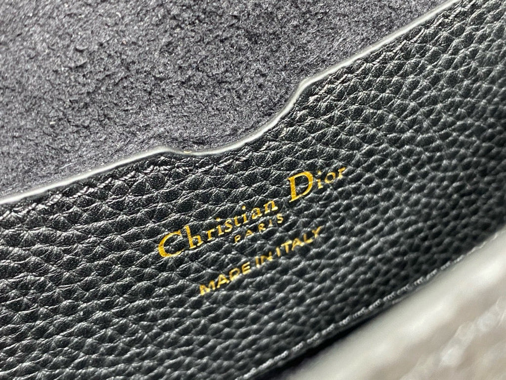 CD Medium Bobby Bag Black Calfskin Ghw