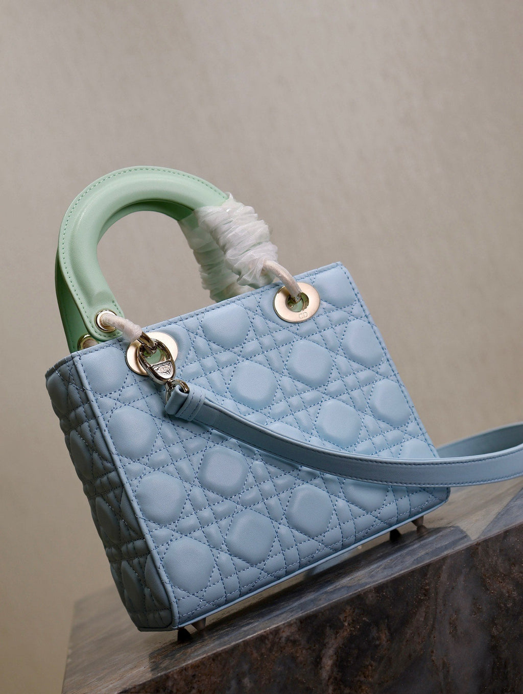 Lady Bag 17cm Celeste Blue Pale Green Lambksin