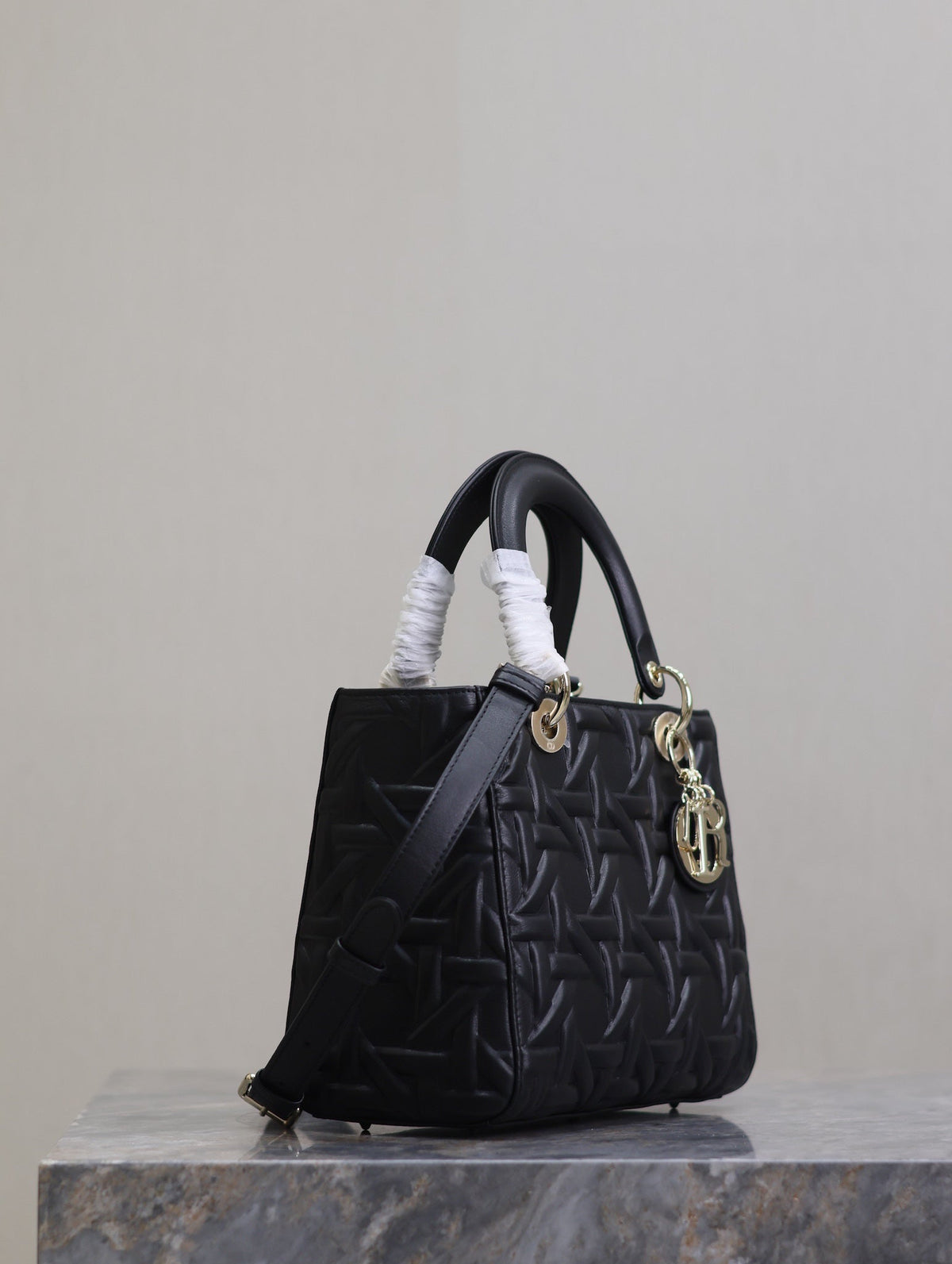 Lady Bag 20cm Black Graphic Lambskin