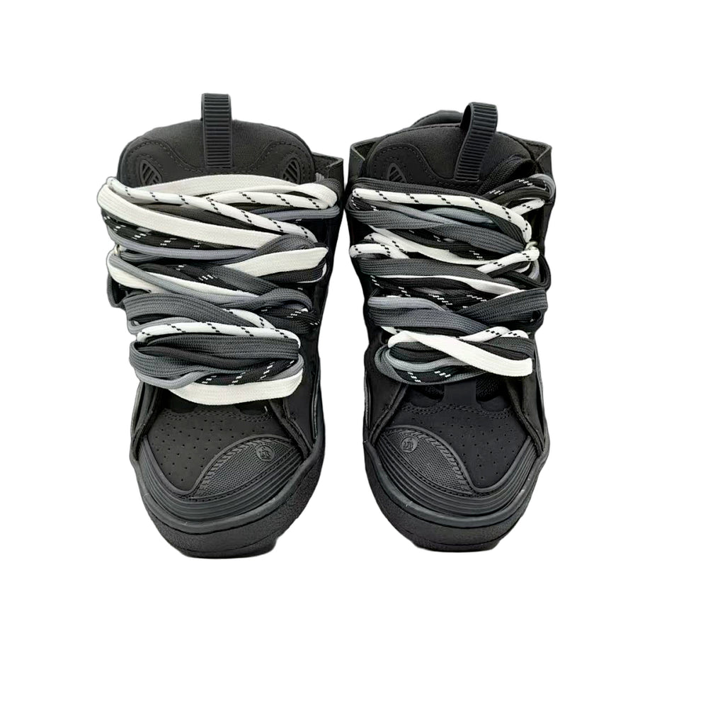 Lanvin Curb Sneakers 'Black' - Black/White Chevron Laces