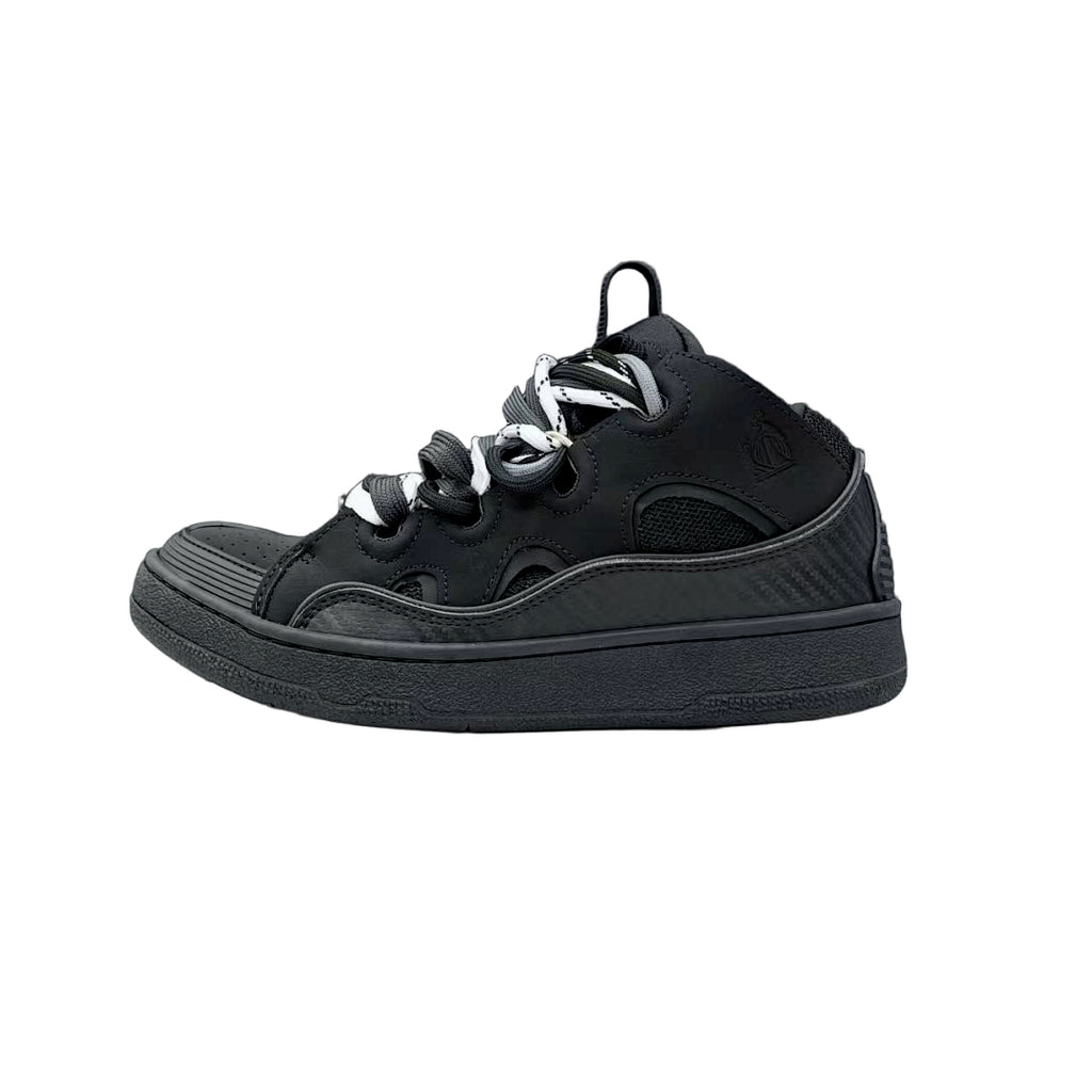 Lanvin Curb Sneakers 'Black' - Black/White Chevron Laces