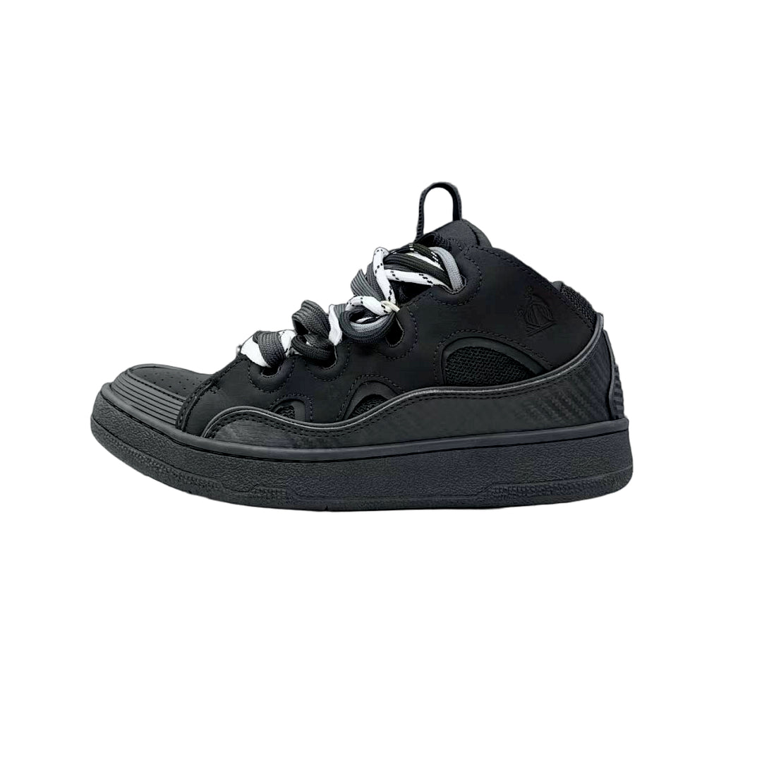 Lanvin Curb Sneakers 'Black' - Black/White Chevron Laces