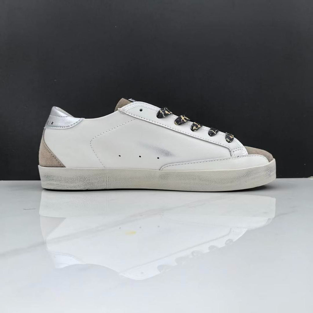 Golden Goose Super-Star White Leather Burgundy Glitter