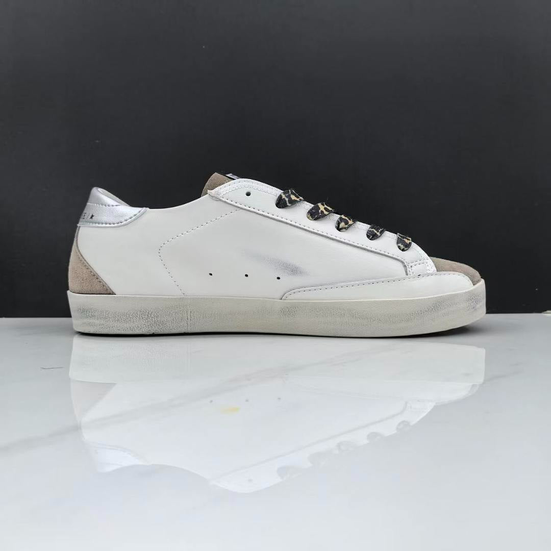 Golden Goose Super-Star White Leather Burgundy Glitter