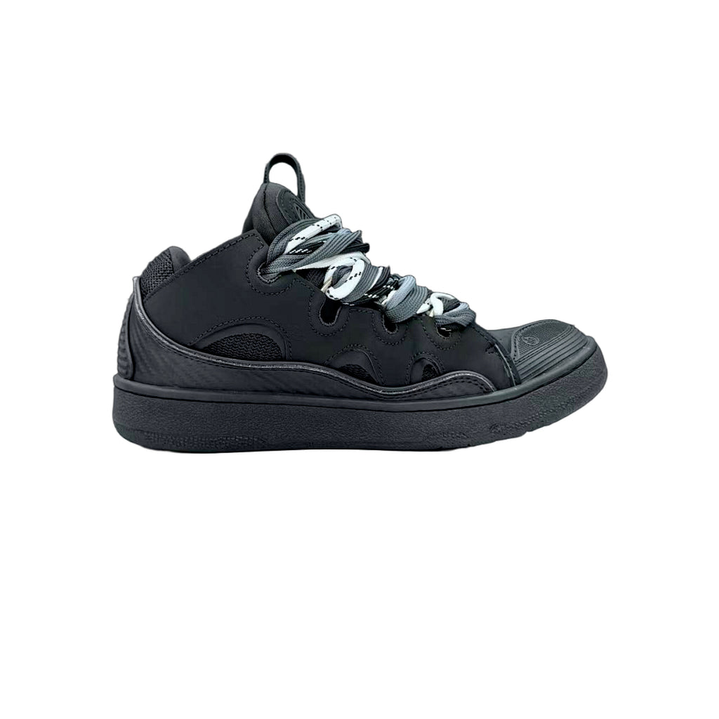 Lanvin Curb Sneakers 'Black' - Black/White Chevron Laces