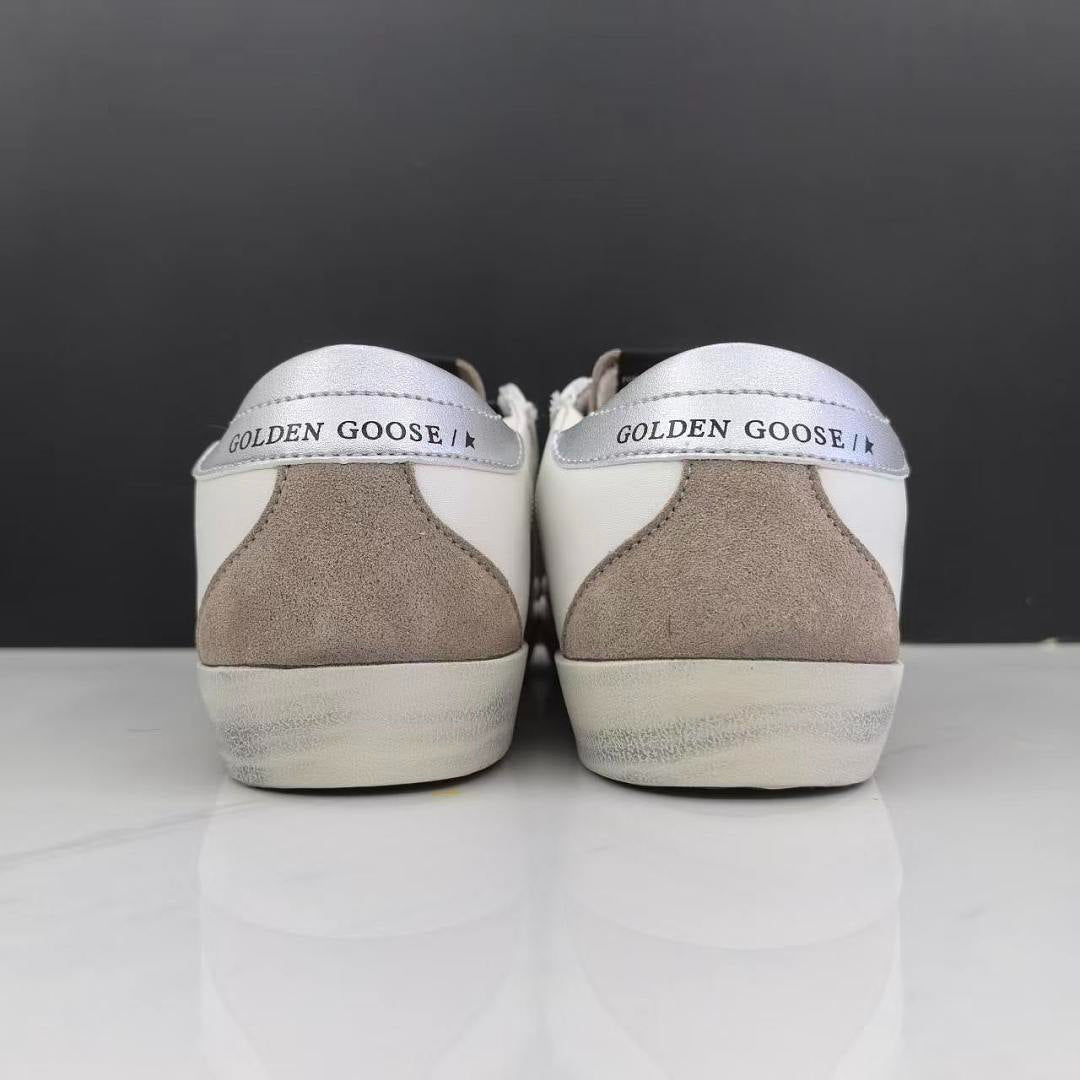 Golden Goose Super-Star White Leather Burgundy Glitter