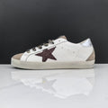 Golden Goose Super-Star White Leather Burgundy Glitter
