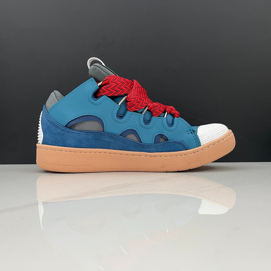 Lanvin Curb Sneakers 'Ocean Blue Navy' - Red Black Laces