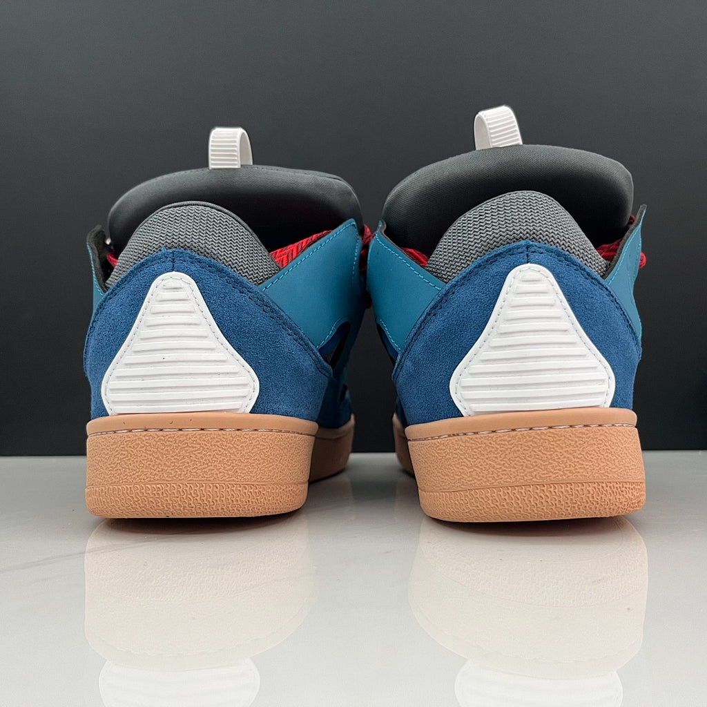 Lanvin Curb Sneakers 'Ocean Blue Navy' - Red Black Laces
