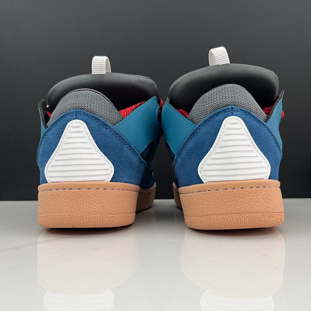 Lanvin Curb Sneakers 'Ocean Blue Navy' - Red Black Laces