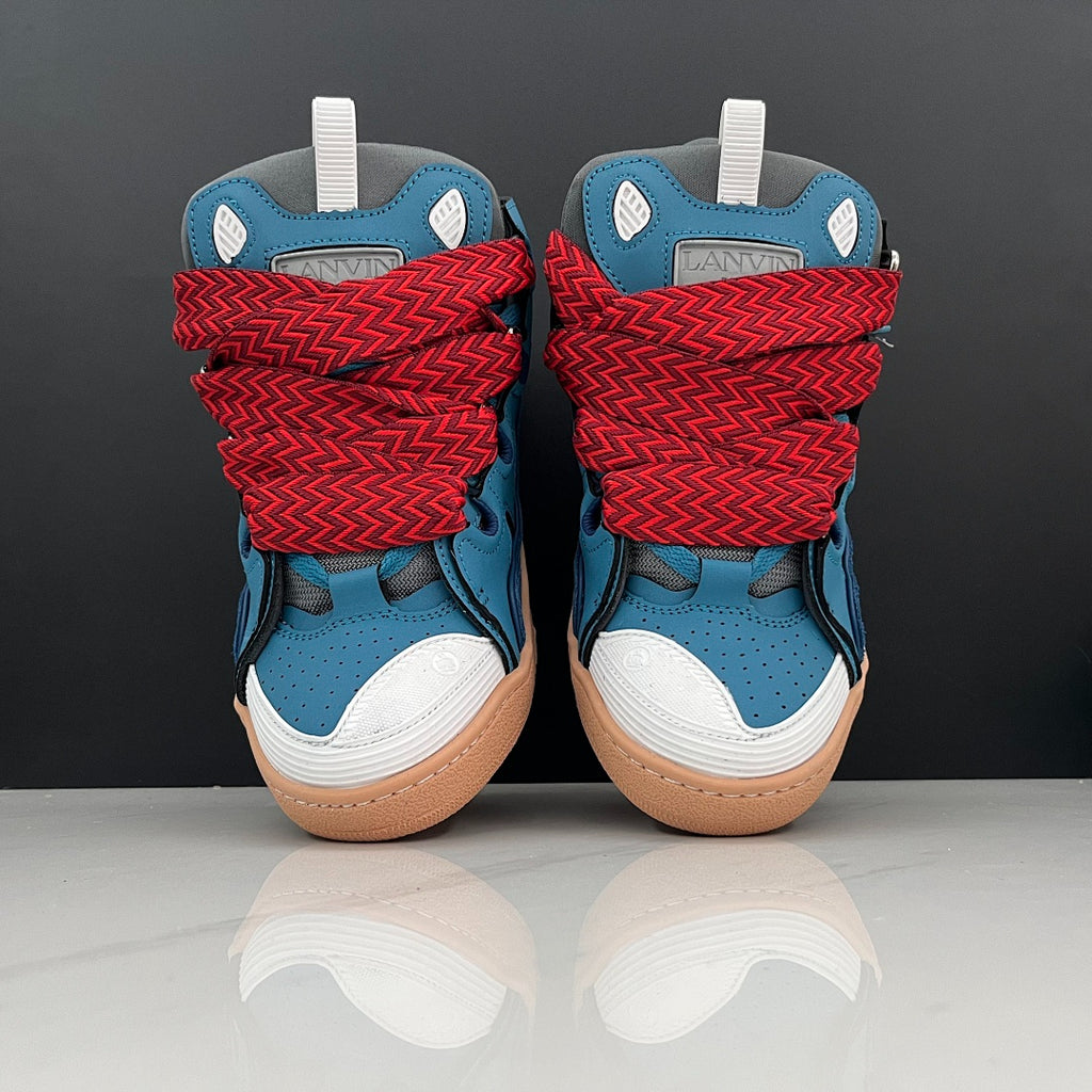 Lanvin Curb Sneakers 'Ocean Blue Navy' - Red Black Laces