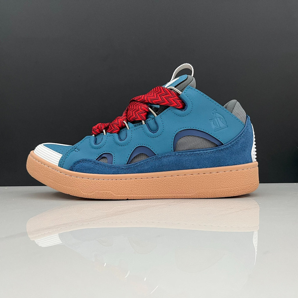 Lanvin Curb Sneakers 'Ocean Blue Navy' - Red Black Laces