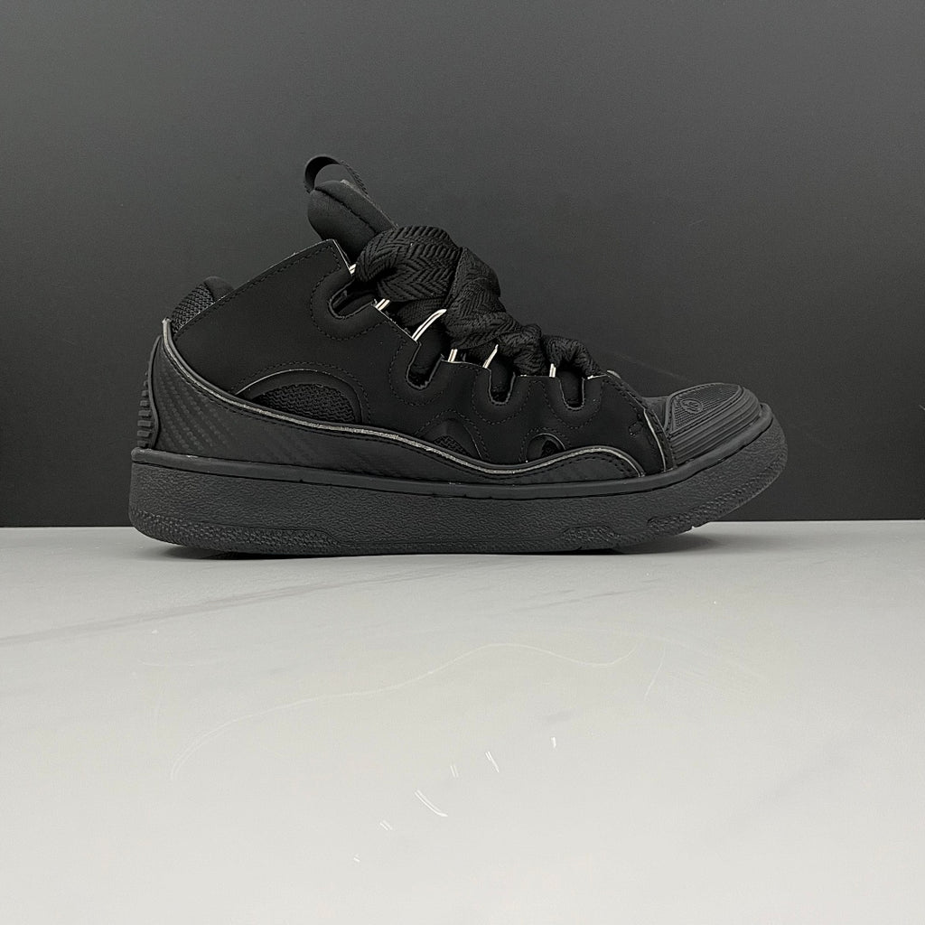 Lanvin Curb Sneakers 'Full Black' - Tonal Chevron Laces