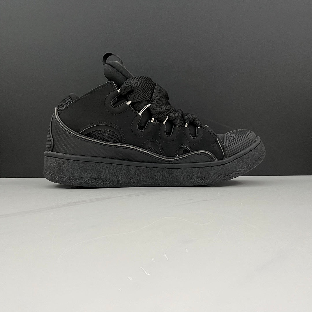 Lanvin Curb Sneakers 'Full Black' - Tonal Chevron Laces