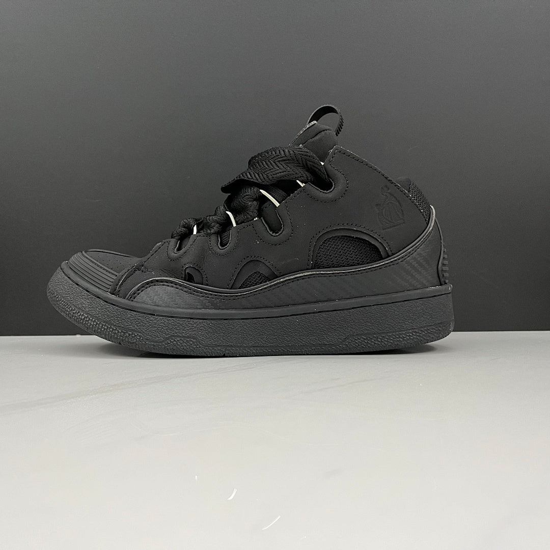 Lanvin Curb Sneakers 'Full Black' - Tonal Chevron Laces